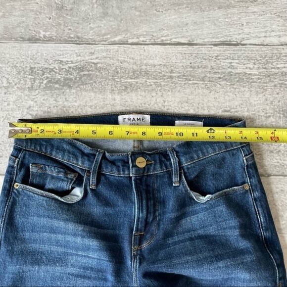 Frame Denim Le Garcon Denim Jeans Skinny Size 26 Dark Wash Factory Distressed - Picture 4 of 10
